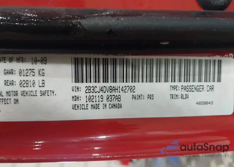 2010 Dodge Challenger Se z USA, uszkodzony, nr VIN 2B3CJ4DV8AH142702